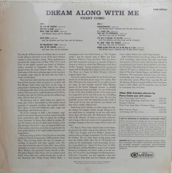 Buy Perry Como : Dream Along With Me (LP, Album, RE) Online