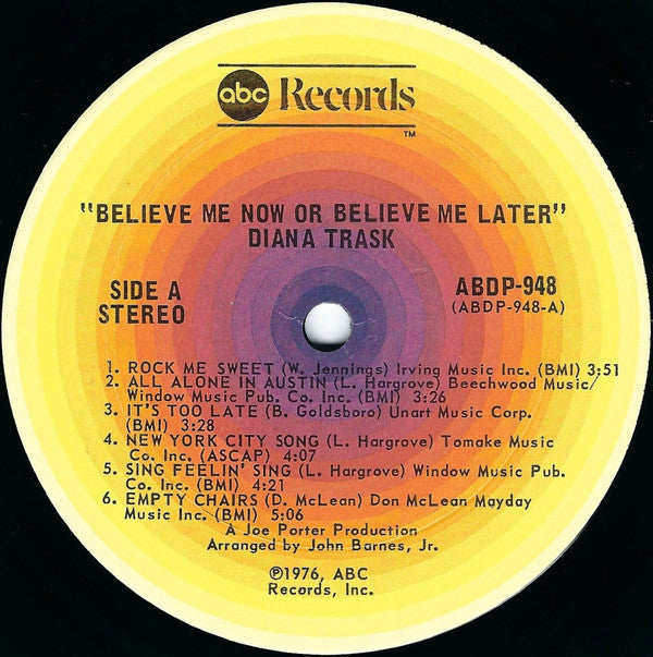 Buy Diana Trask Believe Me Now Or Believe Me Later LP Album