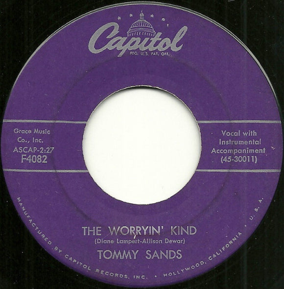 Tommy Sands : The Worryin' Kind / Bigger Than Texas (7