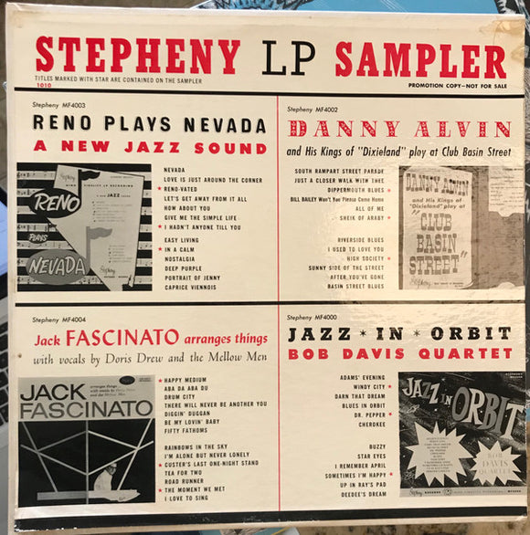 Bob Davis Quartet, Danny Alvin's Kings Of Dixieland, Jack Fascinato, Reno Tondelli : Stephens Records Sampler (LP, Album, Comp, Mono, Promo, Smplr)