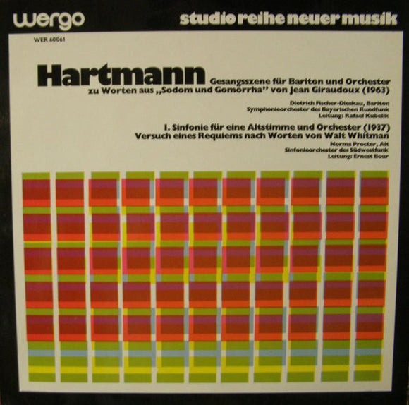 Karl Amadeus Hartmann : Gesangsszene Für Bariton Und Orchester (Zu Worten Aus „Sodom Und Gomorrha” Von Jean Giraudoux) / I. Sinfonie Für Eine Altstimme Und Orchester (Versuch Eines Requiems Nach Worten Von Walt Whitman) (LP)