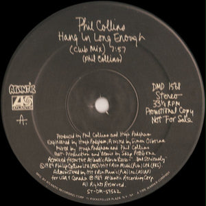 Phil Collins : Hang In Long Enough (12", Promo)