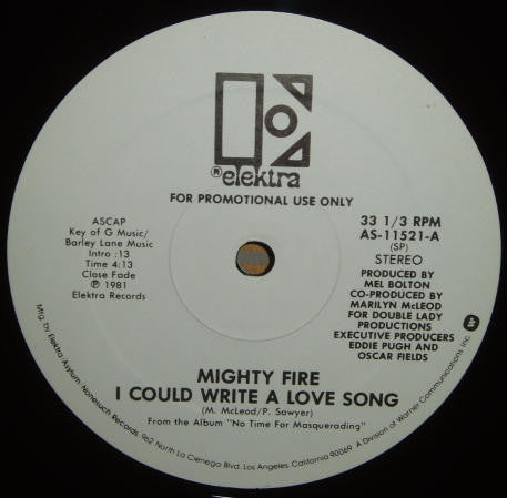 Mighty Fire : I Could Write A Love Song (12