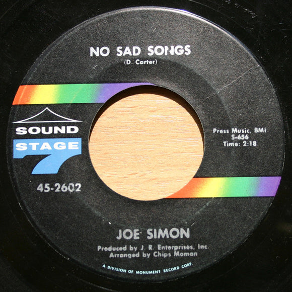 Joe Simon : No Sad Songs / Come On And Get It (7