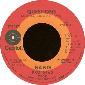 Bang (12) : Questions (7", Single, Mono, Promo)