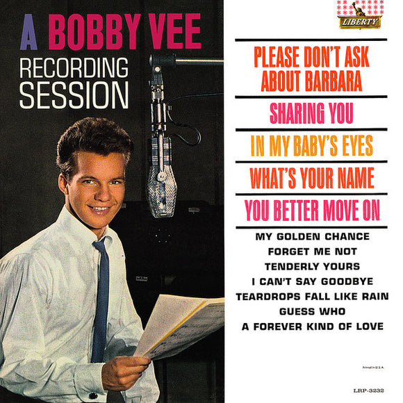 Bobby Vee : A Bobby Vee Recording Session (LP, Album, Mono)