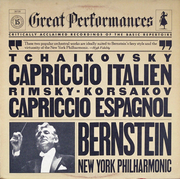 Pyotr Ilyich Tchaikovsky, Nikolai Rimsky-Korsakov, Leonard Bernstein, The New York Philharmonic Orchestra : Capriccio Italien  / Capriccio Espagnol (LP, Comp)