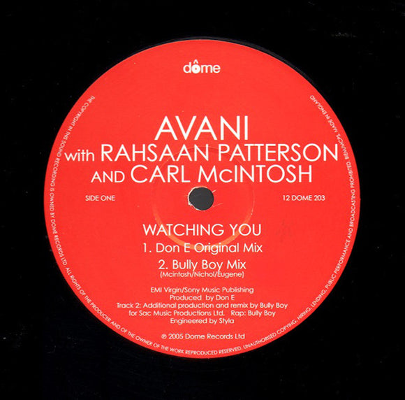 Avani Feat Rahsaan Patterson And Carl McIntosh : Watching You / Heads Up (12