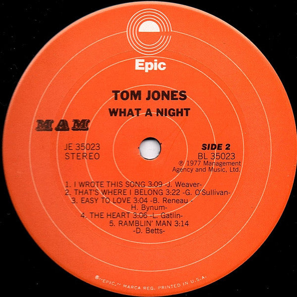 Buy Tom Jones What A Night LP Album Online for a great price