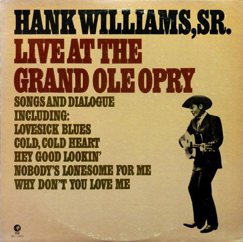 Hank Williams : Live At The Grand Ole Opry (LP, Album, Club, Ind)