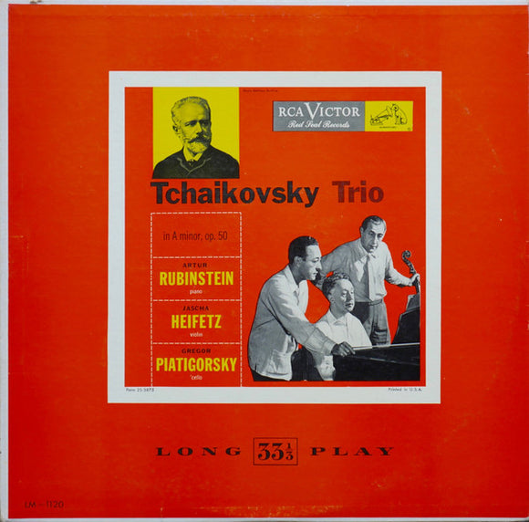 Tchaikovsky* / Artur Rubinstein*, Jascha Heifetz, Gregor Piatigorsky : Trio In A Minor, Op. 50 (LP, Album, Mono)