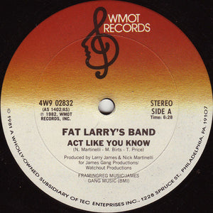 Fat Larry's Band : Act Like You Know (12")