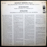 Rudolf Serkin / Eugene Ormandy Conducts The Philadelphia Orchestra / Robert Schumann, Richard Strauss : Piano Concerto In A Minor, Op. 54 / Burlesque In D Minor (LP, Mono)