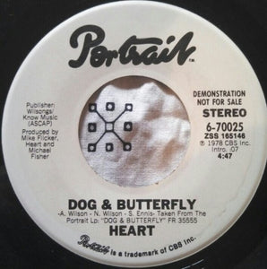 Heart : Dog & Butterfly (7", Single, Mono, Promo)