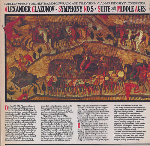 Large Symphony Orchestra, Moscow Radio And Television* • Vladimir Fedoseyev - Alexander Glazunov : Symphony No. 5 • Suite From The Middle Ages (LP, Album)