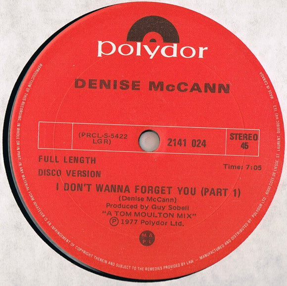 Denise McCann : I Don't Wanna Forget You (12