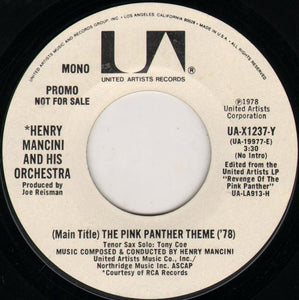 Henry Mancini And His Orchestra : (Main Title) The Pink Panther Theme ('78) (7", Promo)