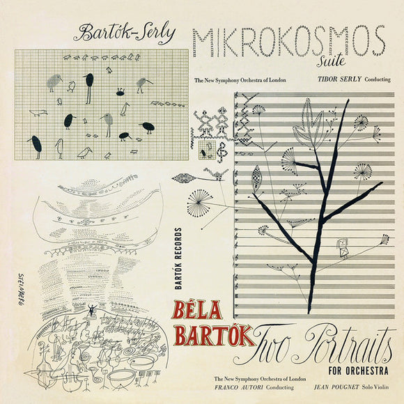 Béla Bartók - Tibor Serly, The New Symphony Orchestra Of London, Tibor Serly, Franco Autori, Jean Pougnet : Mikrokosmos Suite / Two Portraits For Orchestra (LP, Mono)