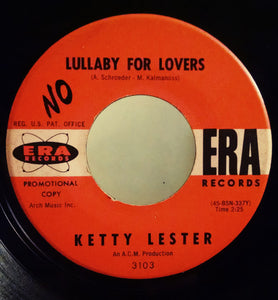 Ketty Lester : Lullaby For Lovers (7", Single, Promo)