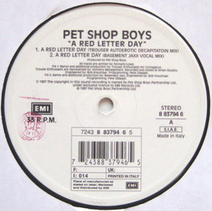 Pet Shop Boys : A Red Letter Day (12")