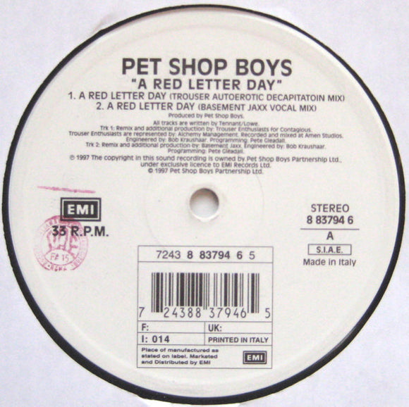 Pet Shop Boys : A Red Letter Day (12