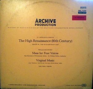 William Byrd - The Choir Of Westminster Abbey • William McKie / Susi Jeans : Mass For Four Voices / Virginal Music (LP)