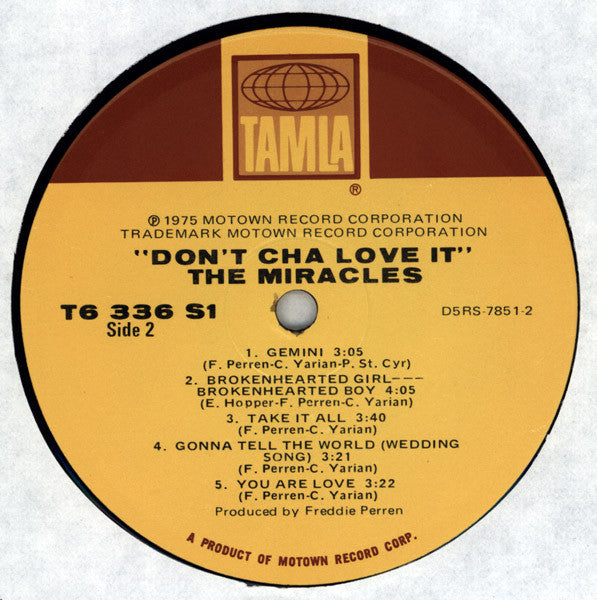Buy The Miracles Don't Cha Love It (LP, Album, Ind) Online for a great  price –