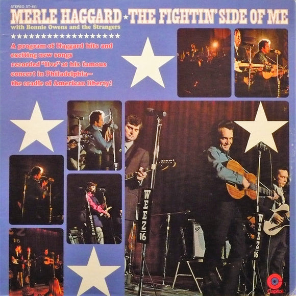 Merle Haggard With Bonnie Owens And The Strangers (5) : The Fightin' Side Of Me (LP, Album, Club, Pin)