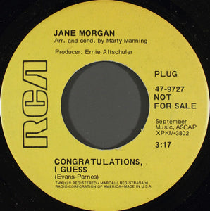 Jane Morgan : Congratulations, I Guess (7", Promo)