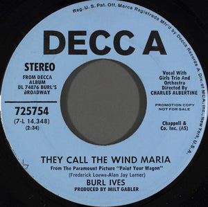 Burl Ives : They Call The Wind Maria (7", Promo)