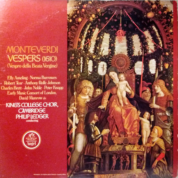 Claudio Monteverdi - Elly Ameling / Norma Burrowes / Robert Tear / Anthony Rolfe Johnson / Charles Brett / John Noble / Peter Knapp (2) / The Early Music Consort Of London Directed By David Munrow / The King's College Choir Of Cambridge / Philip Ledger : Vespers (1610) - (Vespro Della Beata Vergine) (2xLP, Quad)