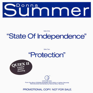 Donna Summer : State Of Independence / Protection (12", Ltd, Promo)